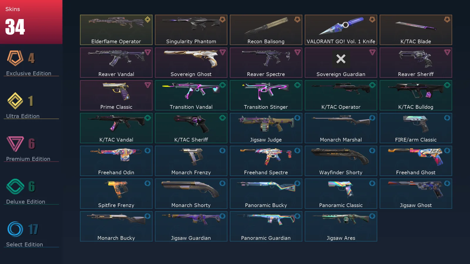 [Valorant] | EU | Level 93 | 21 Agents | 34 Skins