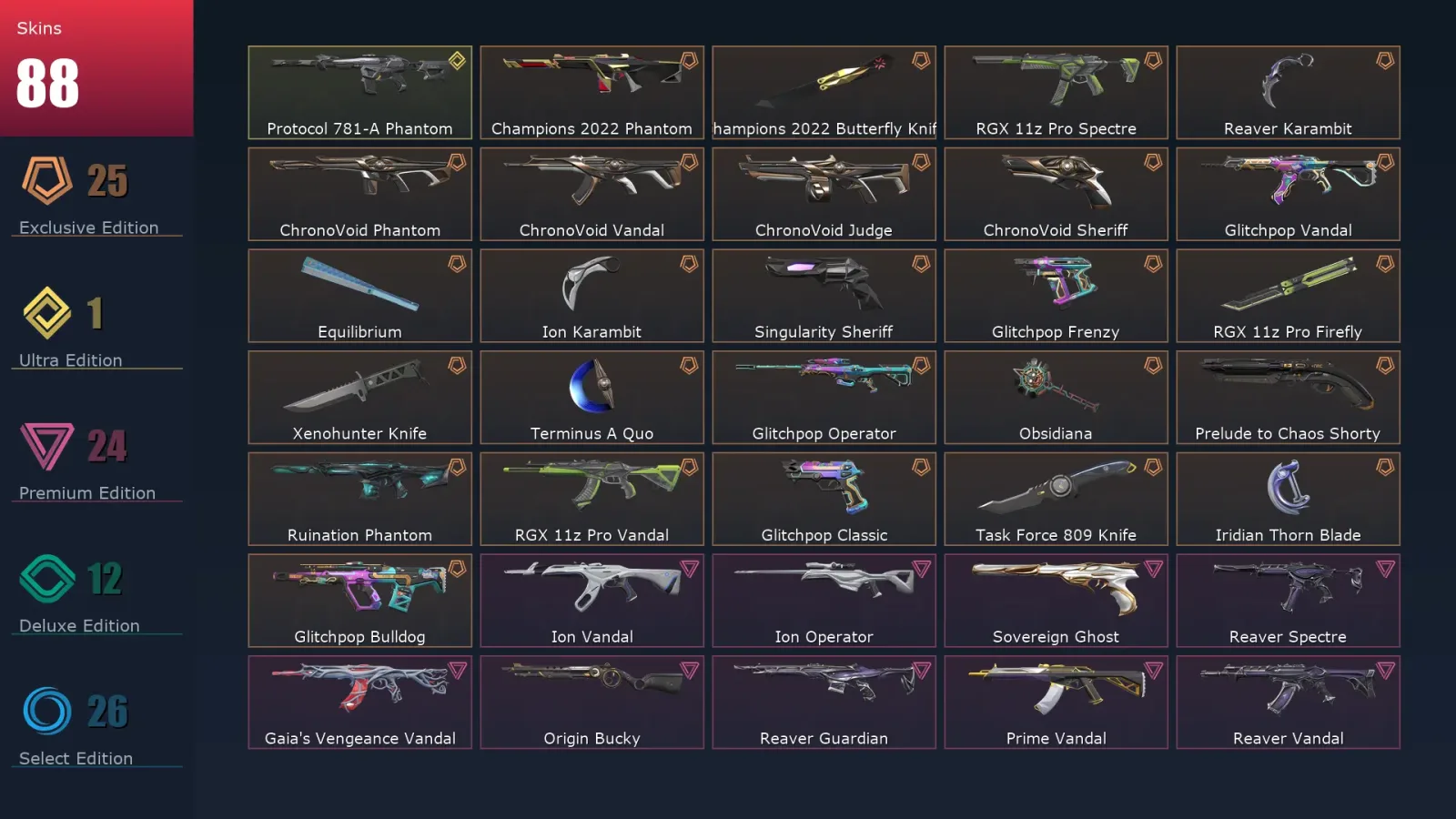 [Valorant] | EU | Level 90 | 20 Agents | 88 Skins — Valorant account