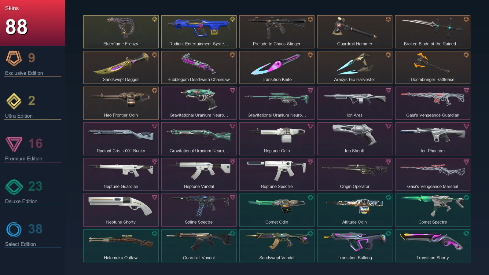 EU | Lv116 | Unranked | 88 Skin | 28 Agent | 73 Buddy