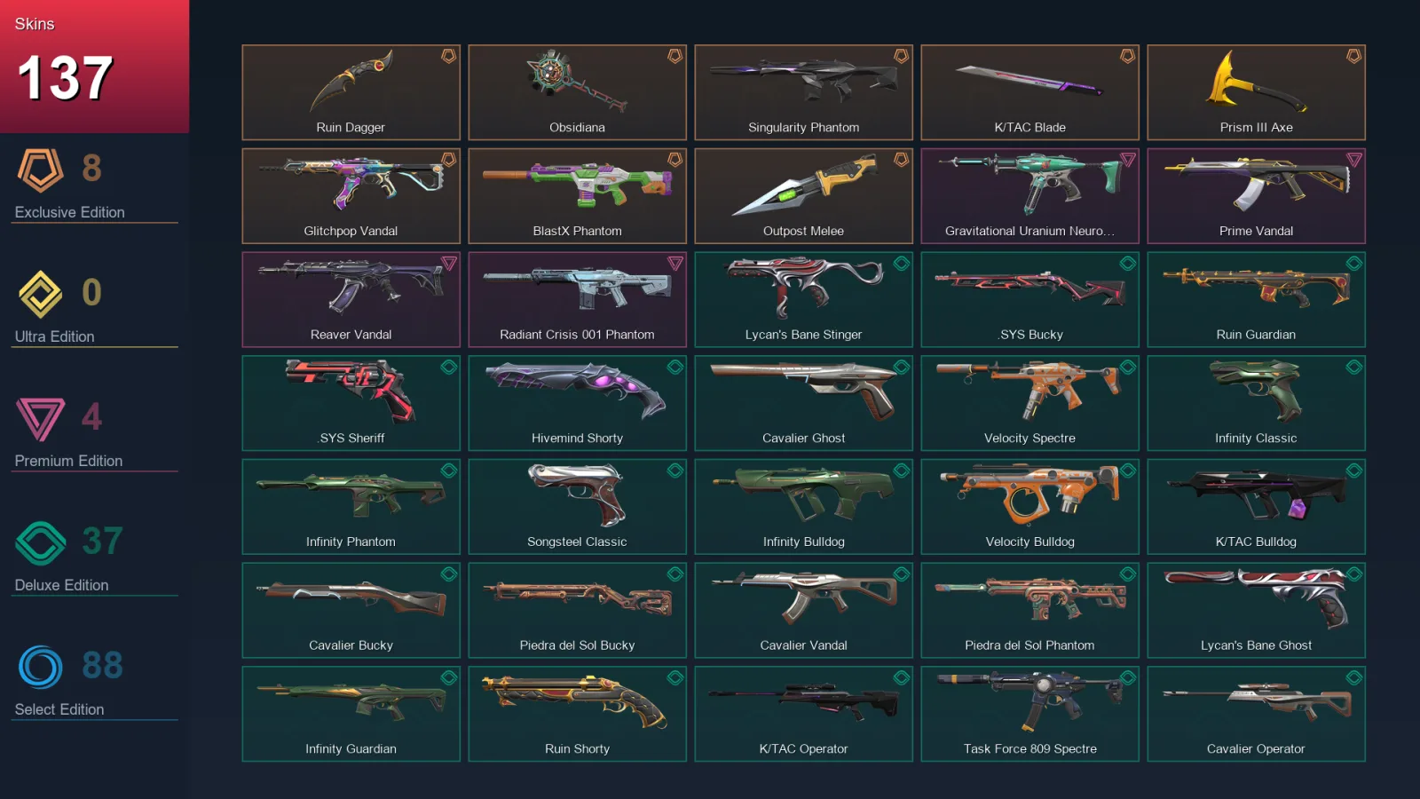 BR | Lv233 | Unranked | 137 Skin | 19 Agent | 121 Buddy — Valorant account