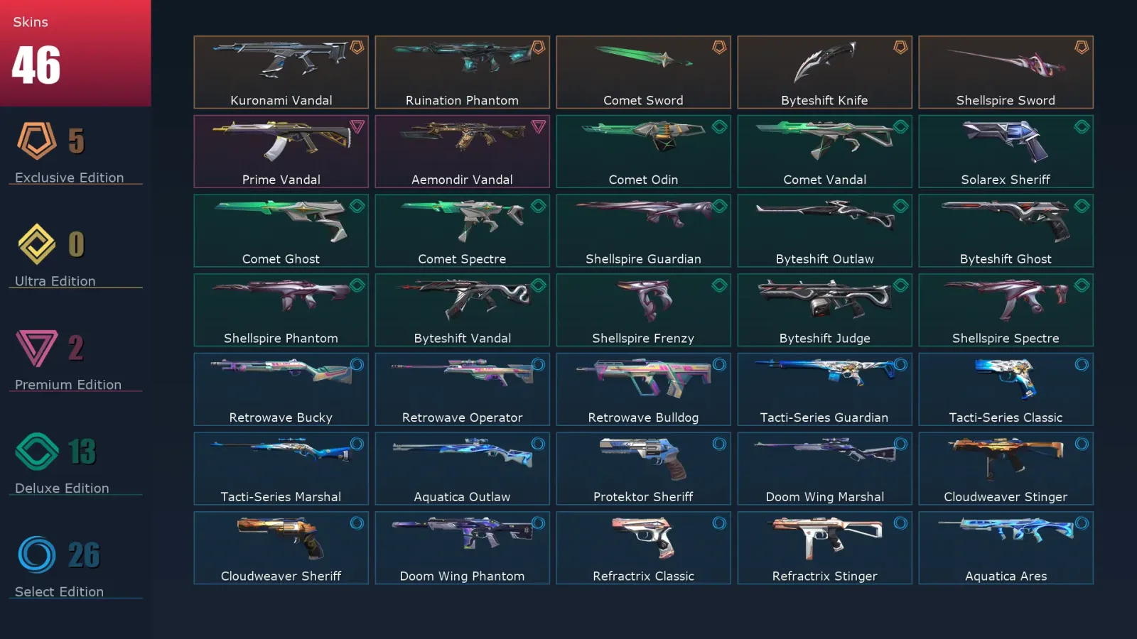 [Valorant] | EU | Level 149 | Bronze 2 | 29 Agents | 46 Skins