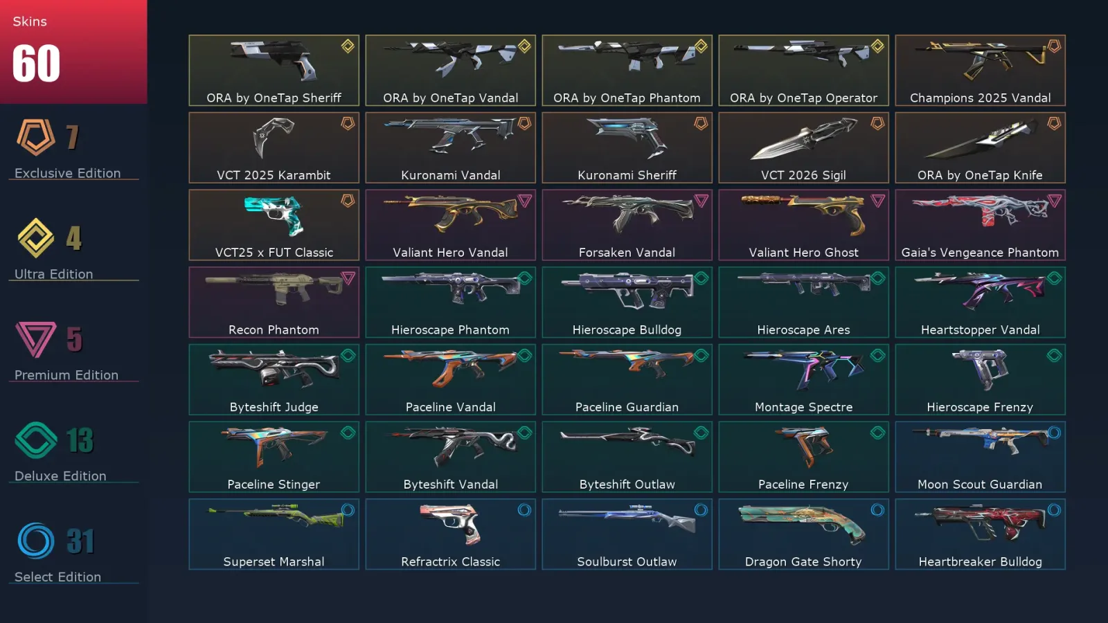 [Valorant] | EU | Level 54 | Diamond 1 | 20 Agents | 60 Skins — Valorant account