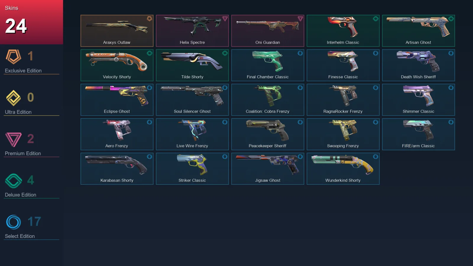 AP | Lv222 | Unranked | 24 Skin | 27 Agent | 70 Buddy