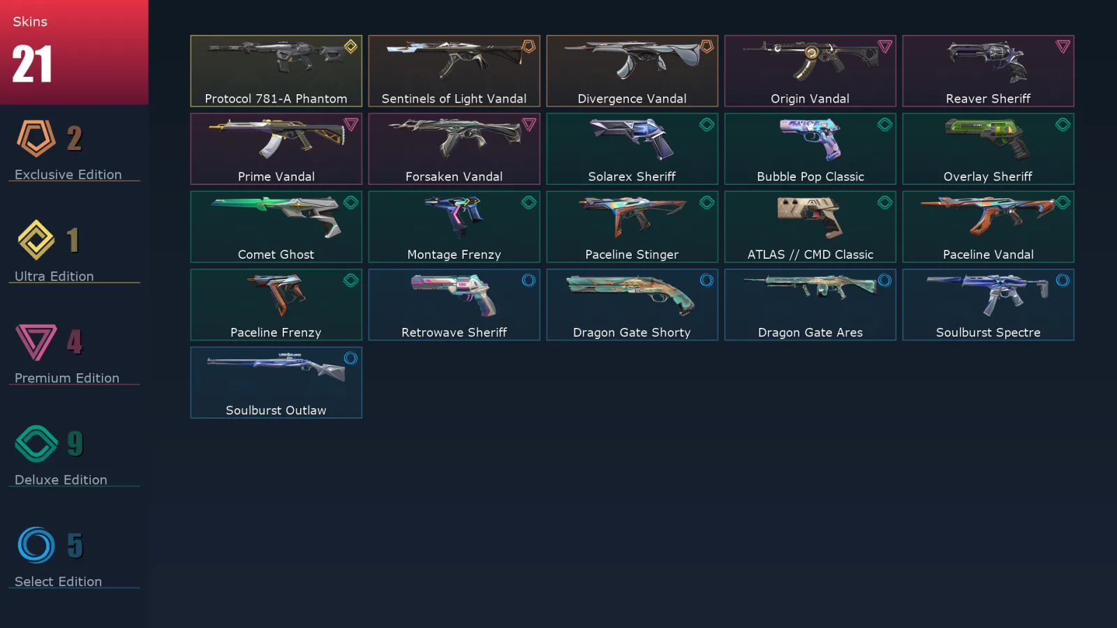 [Valorant] | EU | Level 183 | 29 Agents | 21 Skins