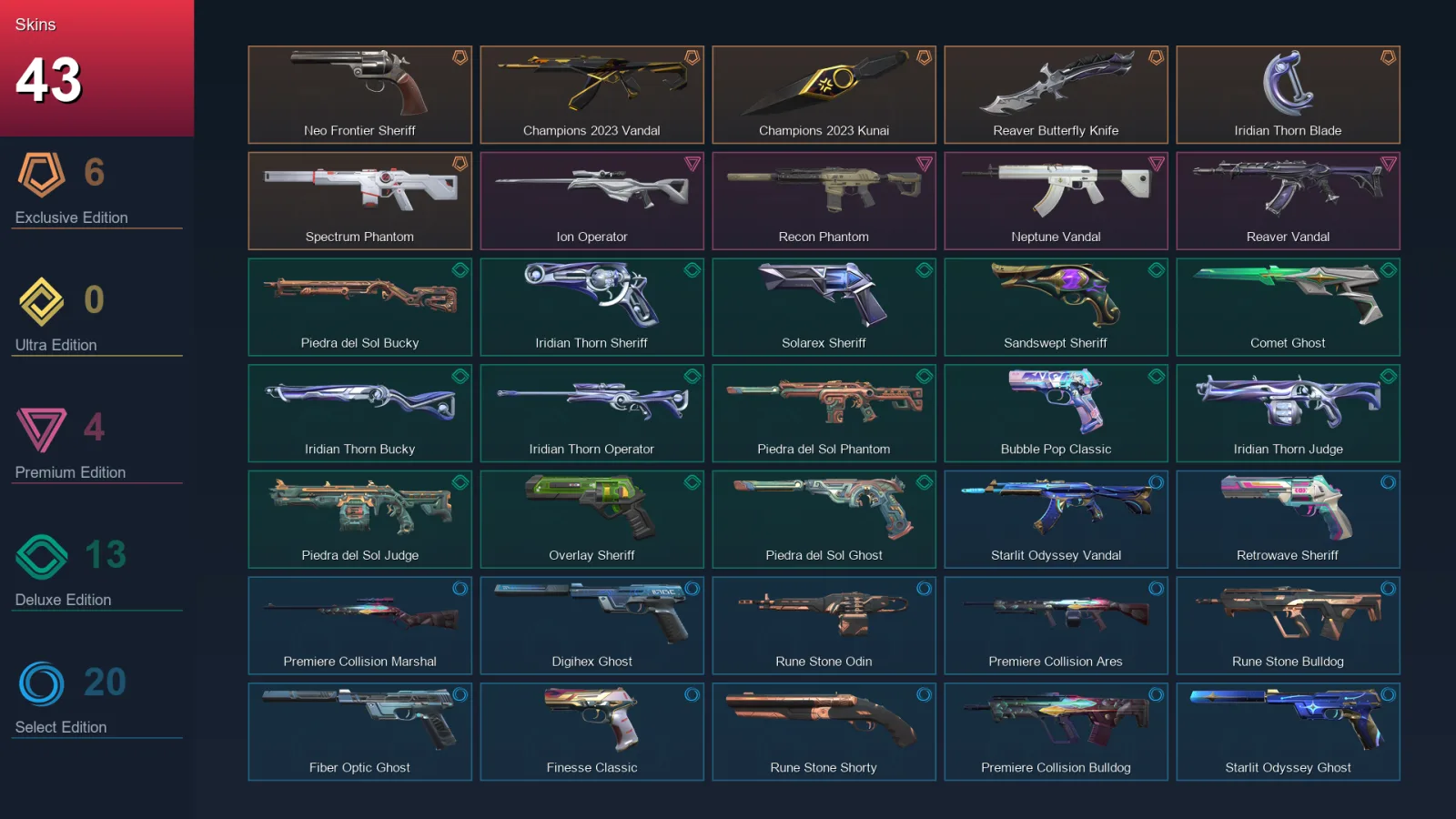 AP | Lv210 | Unranked | 43 Skin | 29 Agent | 101 Buddy — Valorant account