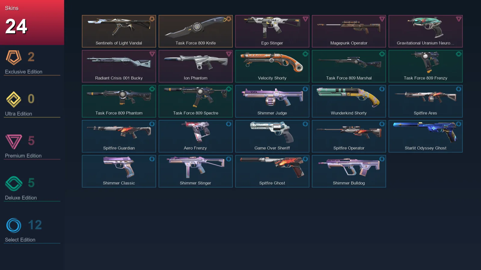 AP | Lv110 | Unranked | 24 Skin | 20 Agent | 42 Buddy