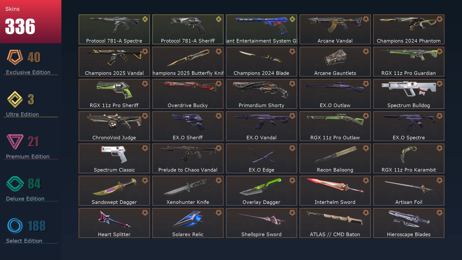 [Valorant] | EU | Level 449 | Platinum 3 | 29 Agents | 336 Skins