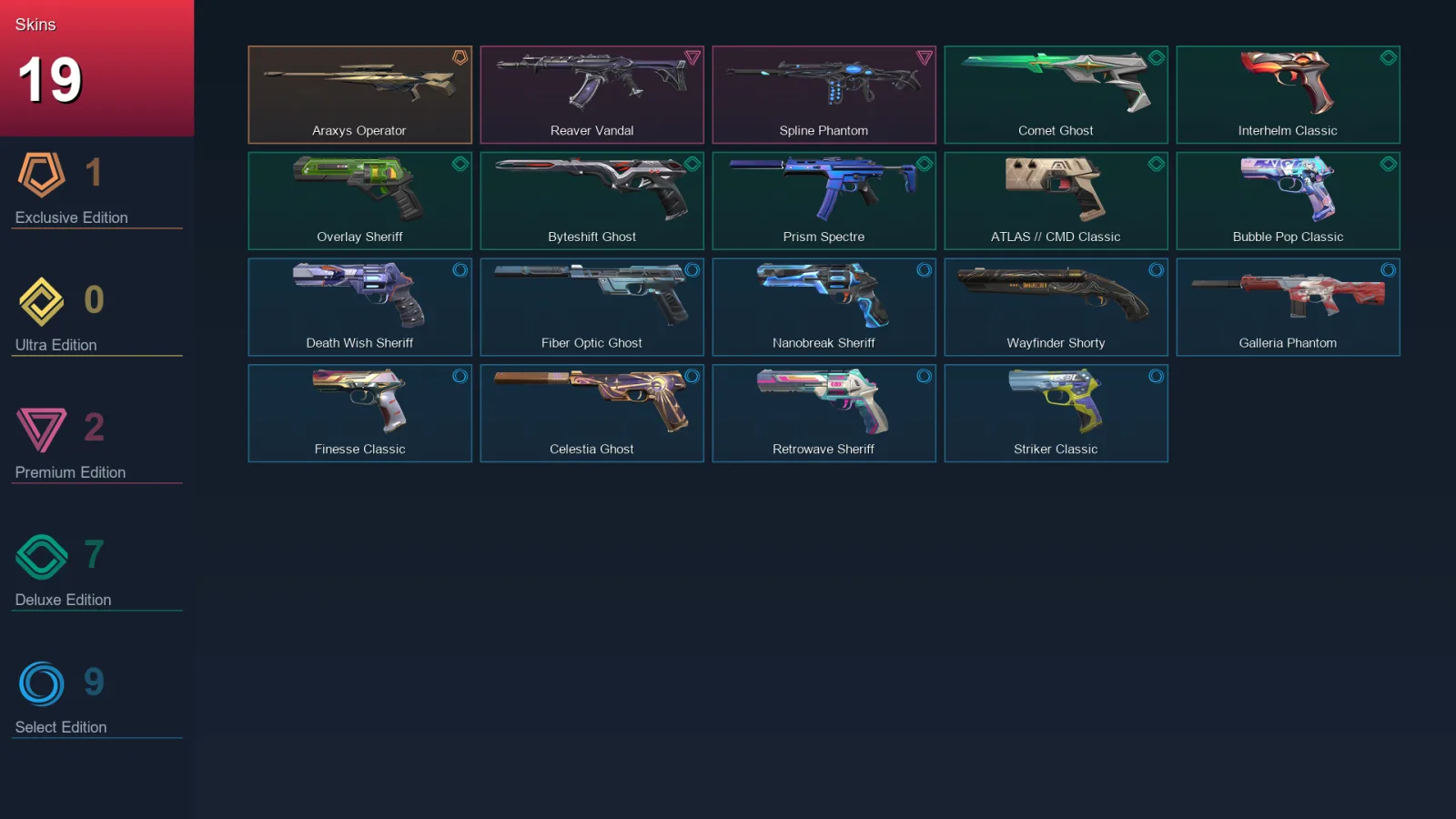 EU | Lv226 | Unranked | 19 Skin | 28 Agent | 103 Buddy