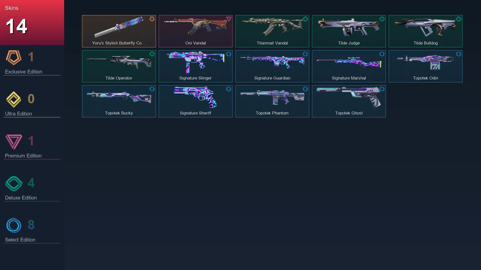 AP | Lv52 | Unranked | 14 Skin | 20 Agent | 24 Buddy