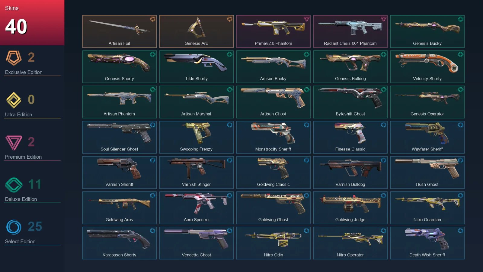 AP | Lv225 | Unranked | 40 Skin | 29 Agent | 100 Buddy