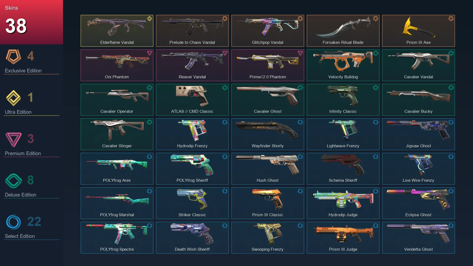 EU | Lv175 | Unranked | 38 Skin | 22 Agent | 76 Buddy