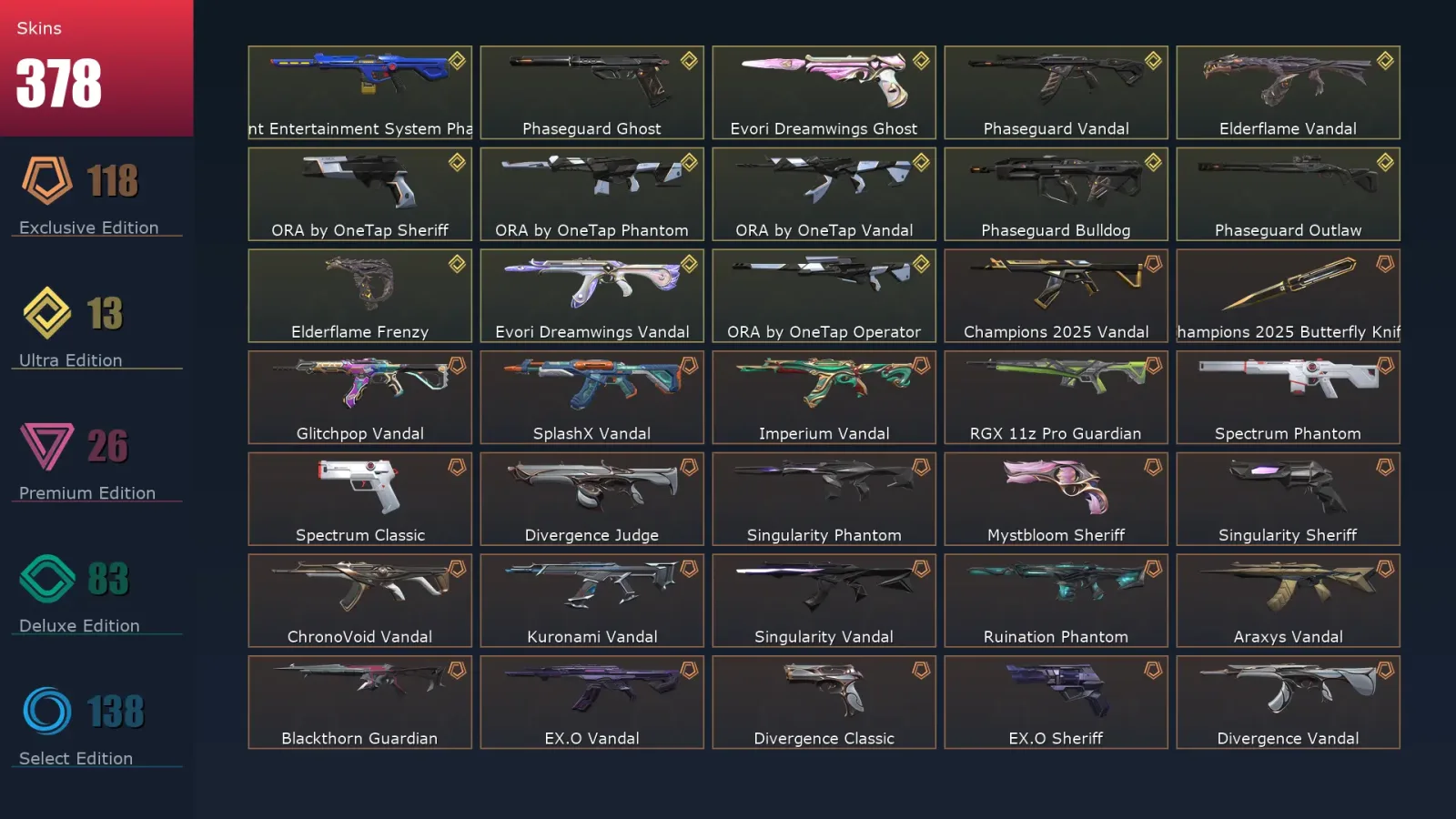[Valorant] | EU | Level 500 | 29 Agents | 378 Skins