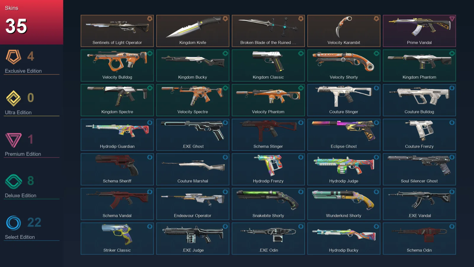 AP | Lv82 | Unranked | 35 Skin | 19 Agent | 48 Buddy — Valorant account