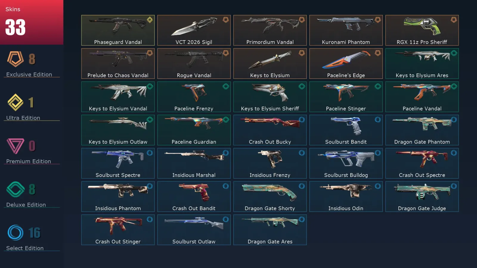 [Valorant] | EU | Level 52 | Diamond 1 | 15 Agents | 33 Skins — Valorant account