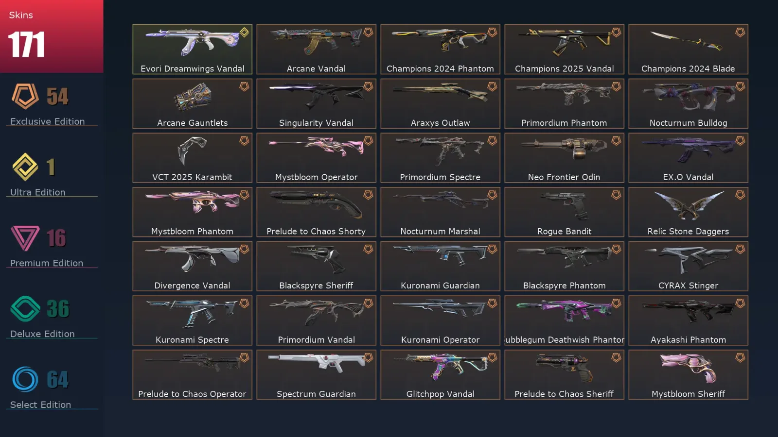 [Valorant] | EU | Level 395 | Diamond 1 | 29 Agents | 171 Skins