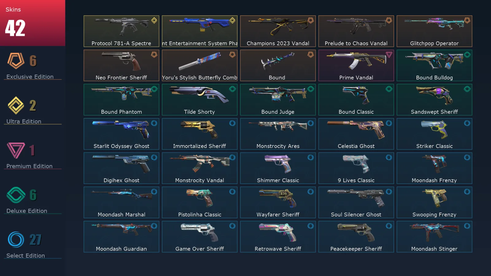 [Valorant] | EU | Level 375 | 29 Agents | 42 Skins