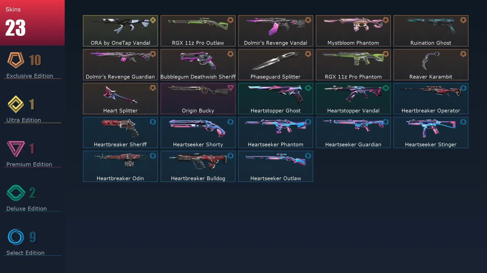 [Valorant] | EU | Level 53 | Diamond 1 | 16 Agents | 23 Skins