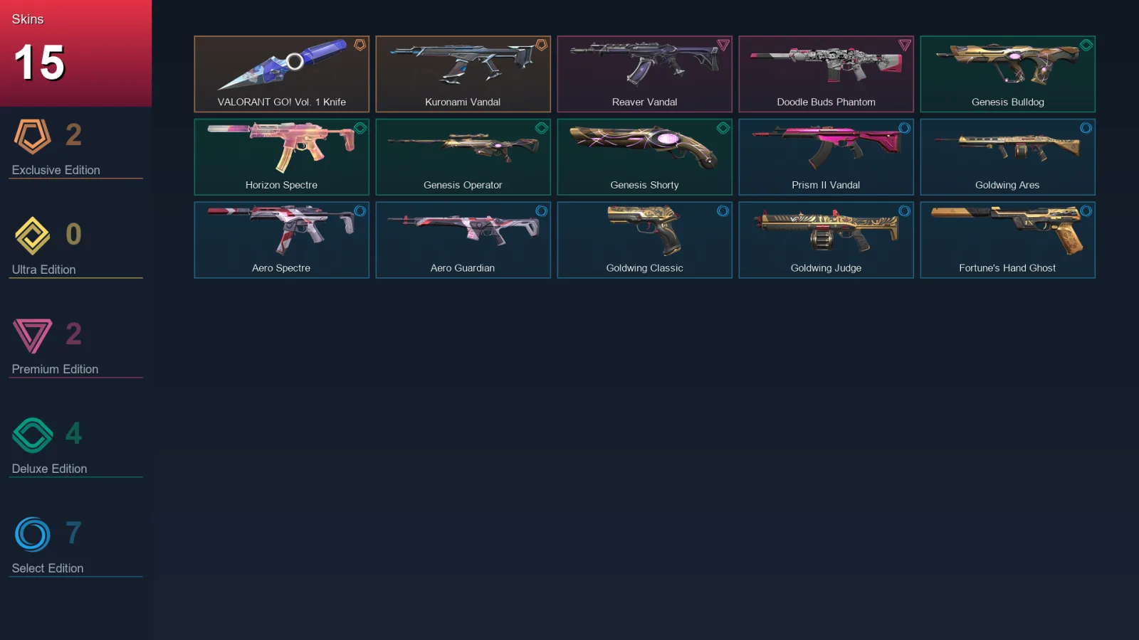 EU | Lv51 | Unranked | 15 Skin | 17 Agent | 32 Buddy