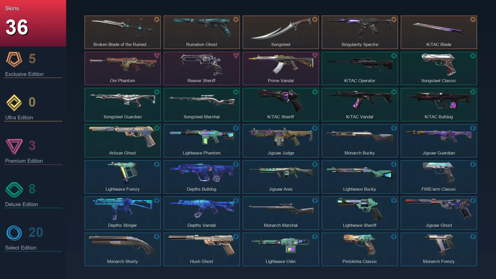 NA | Lv111 | Unranked | 36 Skin | 19 Agent | 48 Buddy