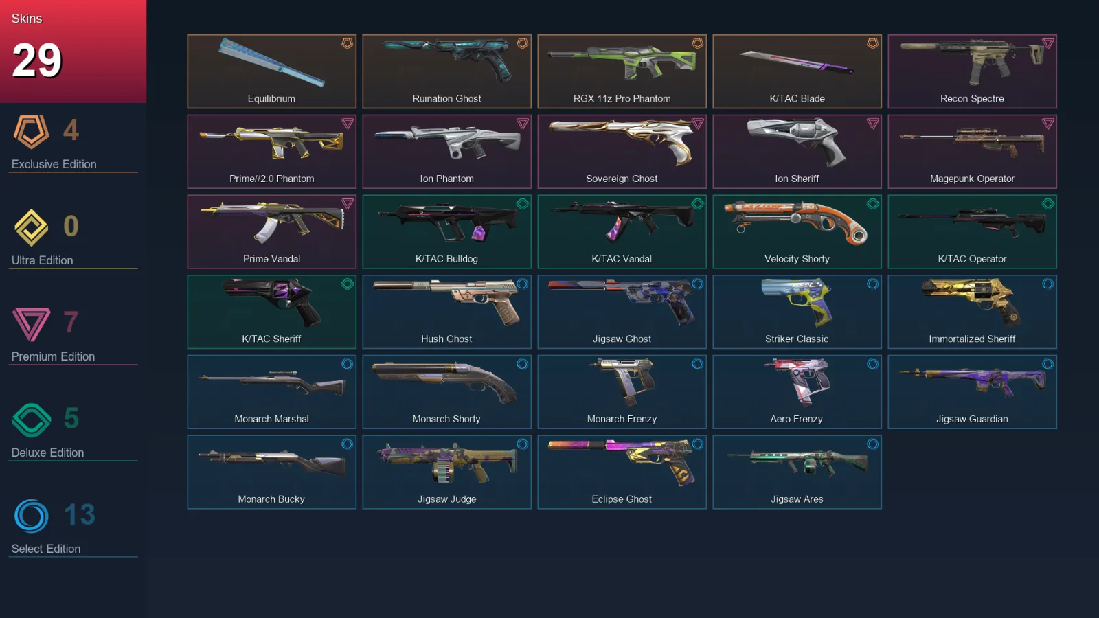 NA | Lv136 | Unranked | 29 Skin | 22 Agent | 62 Buddy
