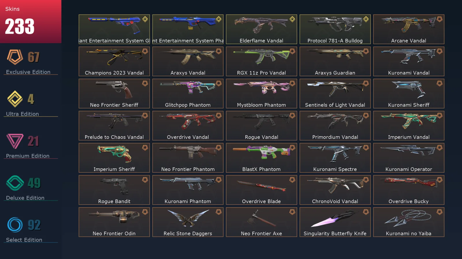 [Valorant] | EU | Level 256 | 29 Agents | 233 Skins