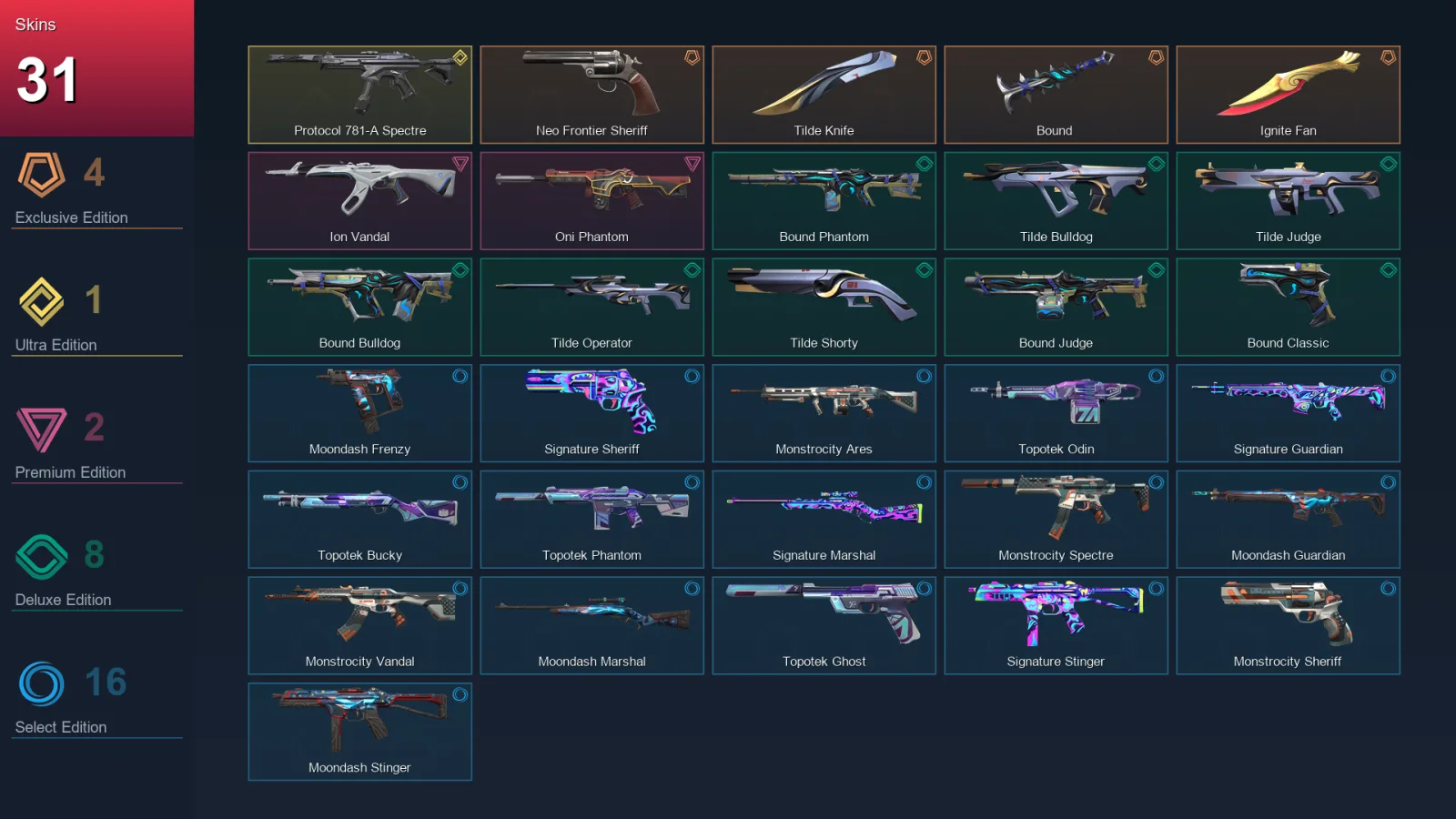 AP | Lv98 | Unranked | 31 Skin | 27 Agent | 42 Buddy