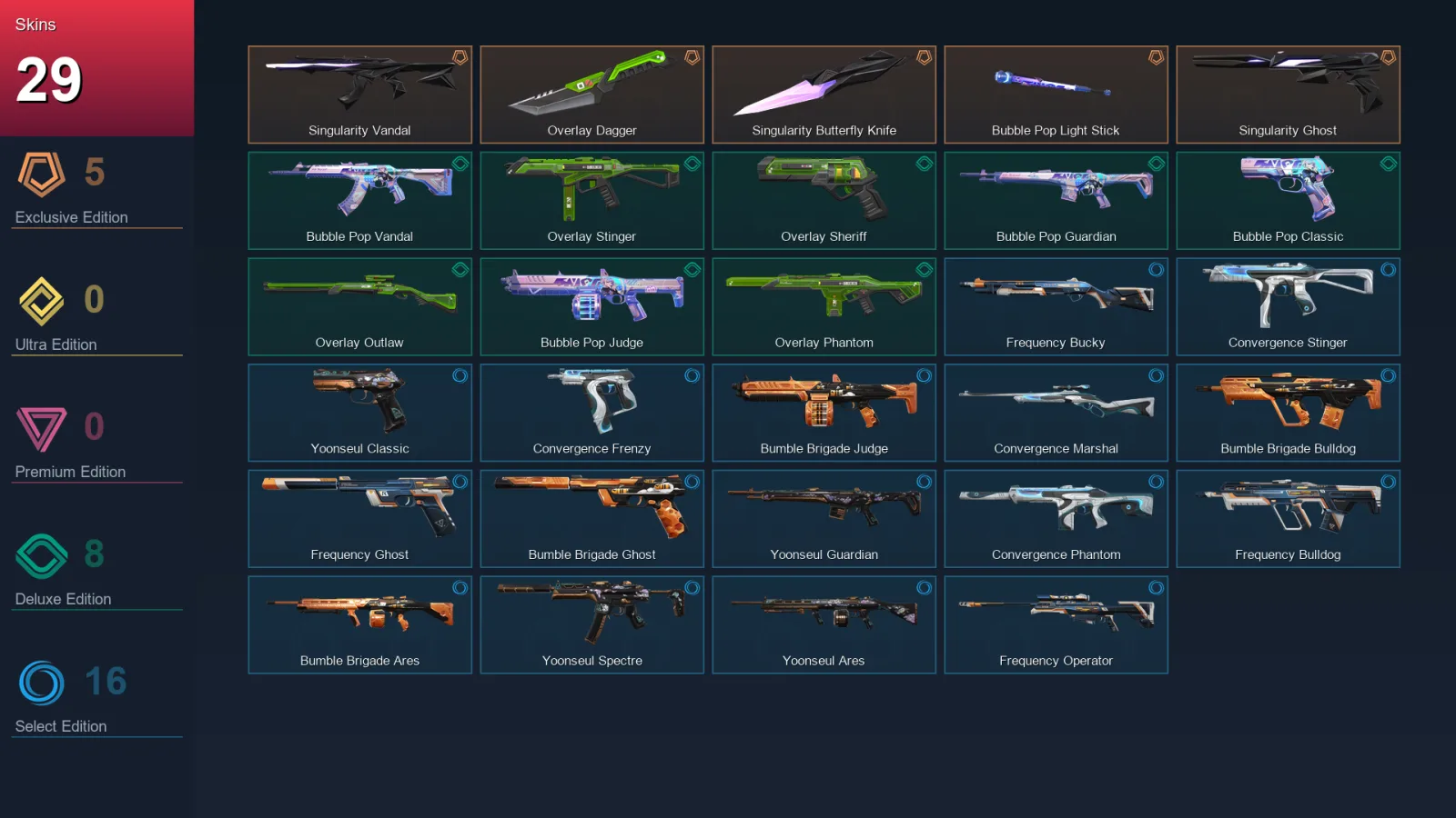 AP | Lv43 | Unranked | 29 Skin | 14 Agent | 25 Buddy