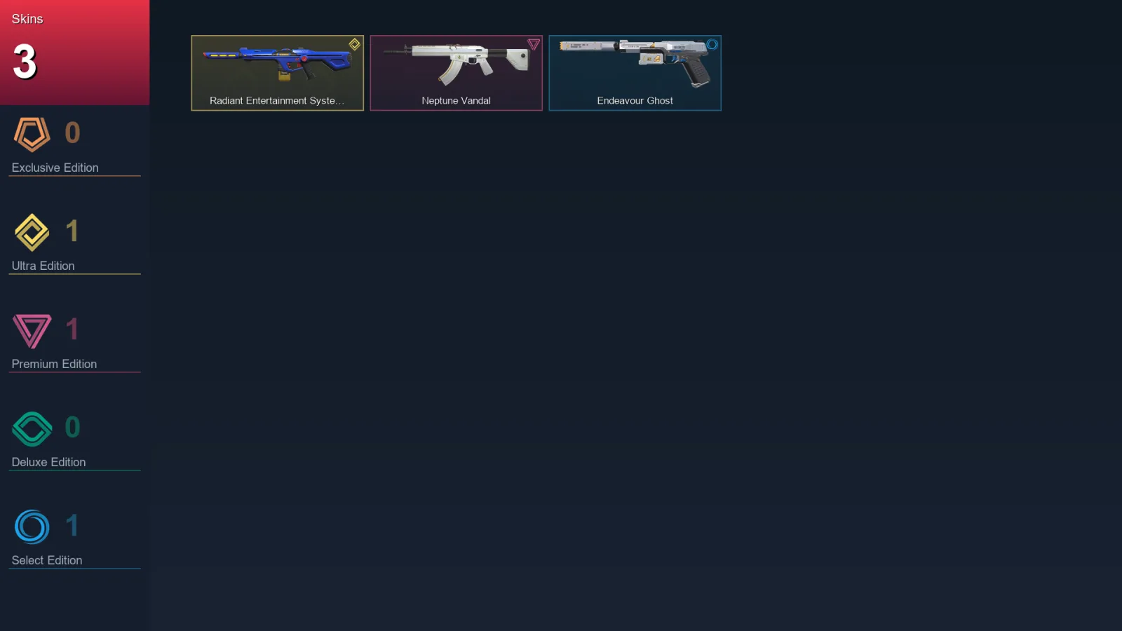 EU | Lv21 | Unranked | 3 Skin | 7 Agent | 7 Buddy — Endeavour Ghost