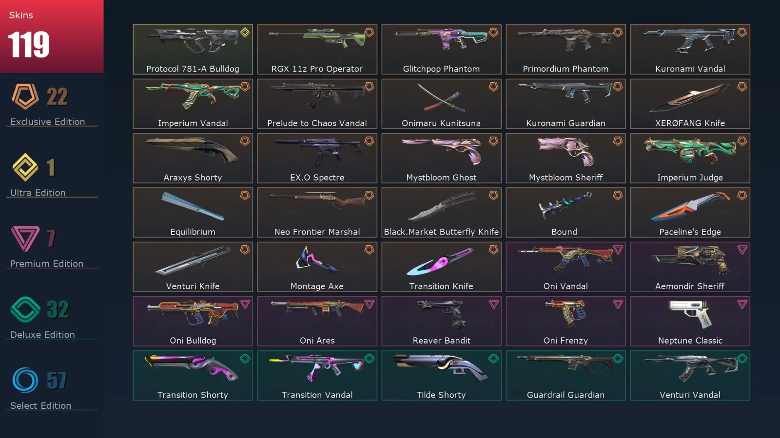[Valorant] | EU | Level 194 | Ascendant 2 | 29 Agents | 119 Skins — Valorant account