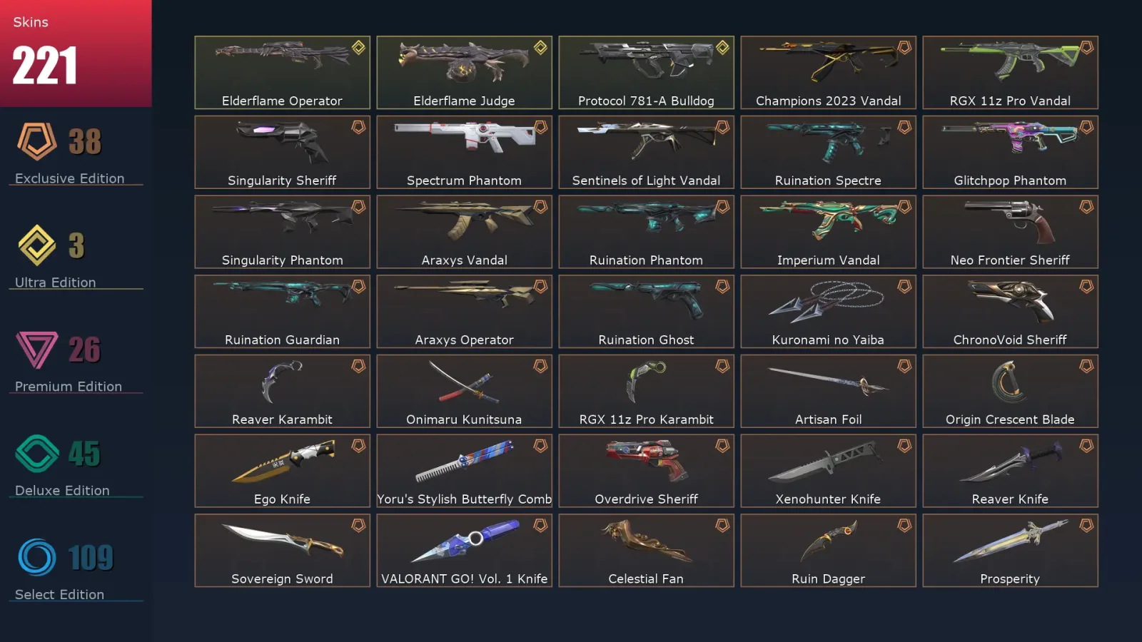[Valorant] | EU | Level 332 | 25 Agents | 221 Skins — Valorant account