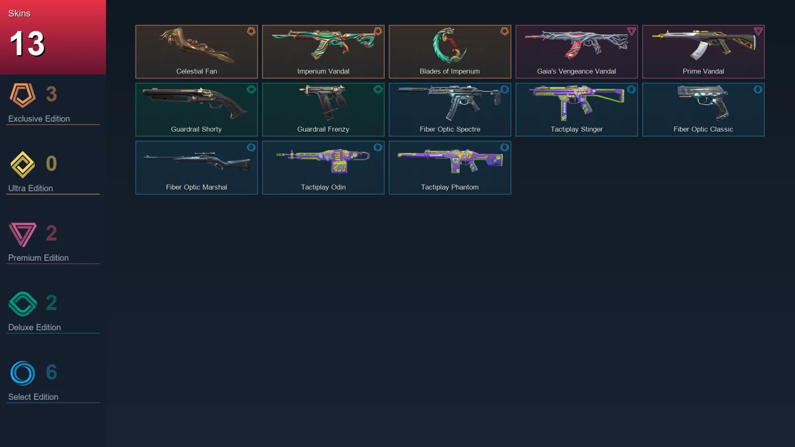 AP | Lv40 | Unranked | 13 Skin | 15 Agent | 23 Buddy — Fiber Optic Marshal