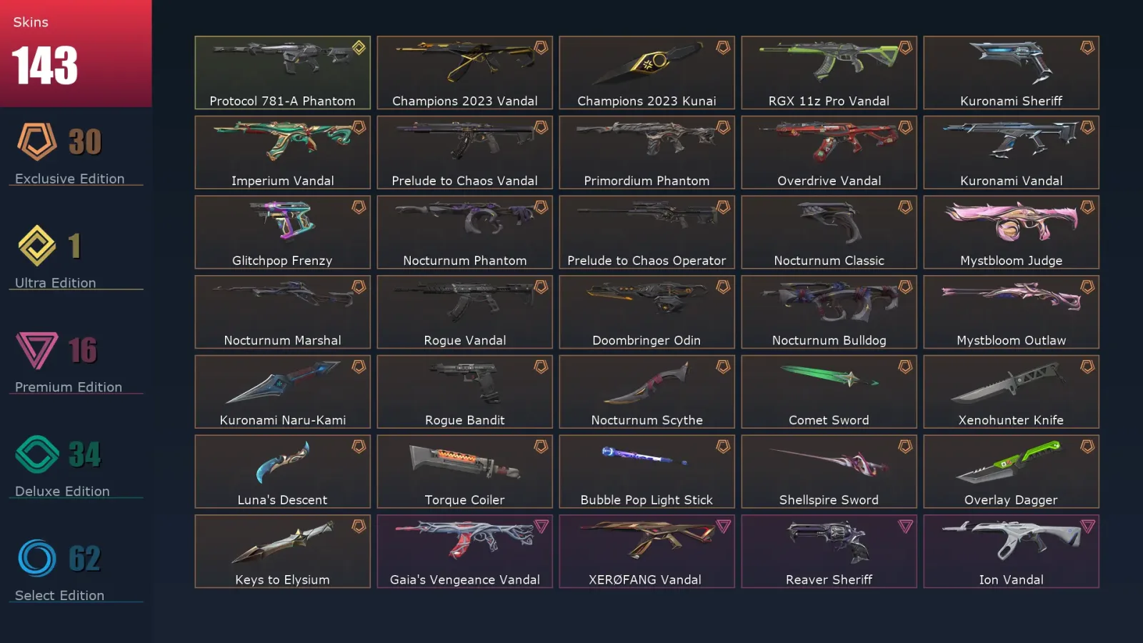 [Valorant] | EU | Level 500 | Ascendant 1 | 29 Agents | 143 Skins — Valorant account