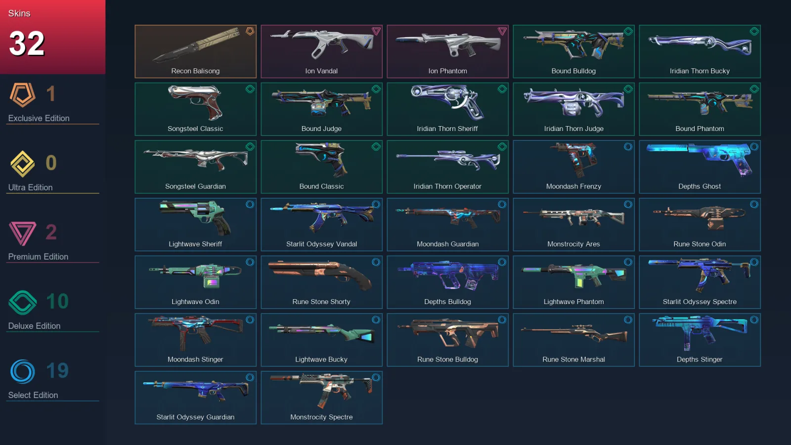 EU | Lv44 | Unranked | 32 Skin | 16 Agent | 35 Buddy