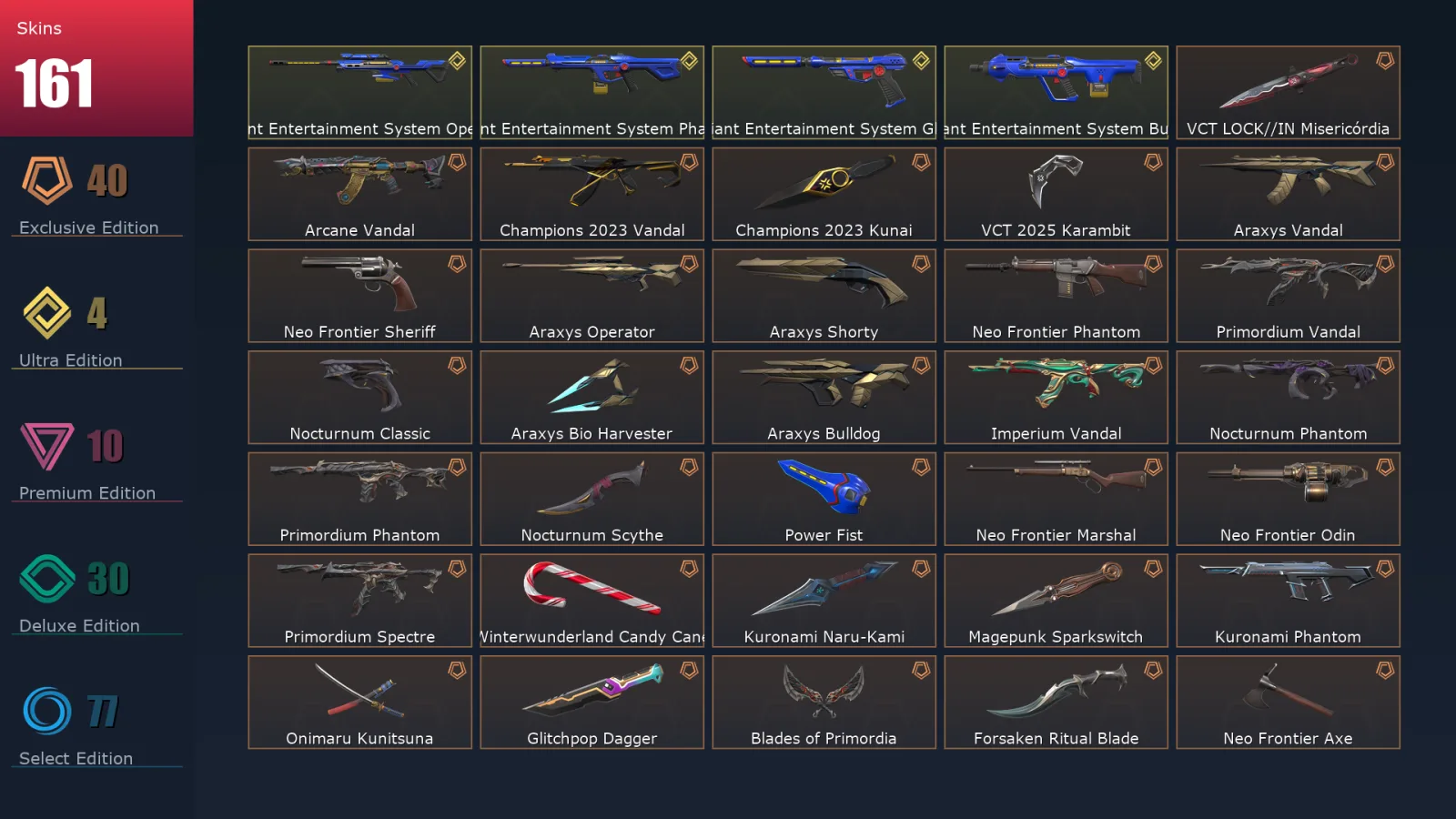 [Valorant] | EU | Level 337 | 28 Agents | 161 Skins