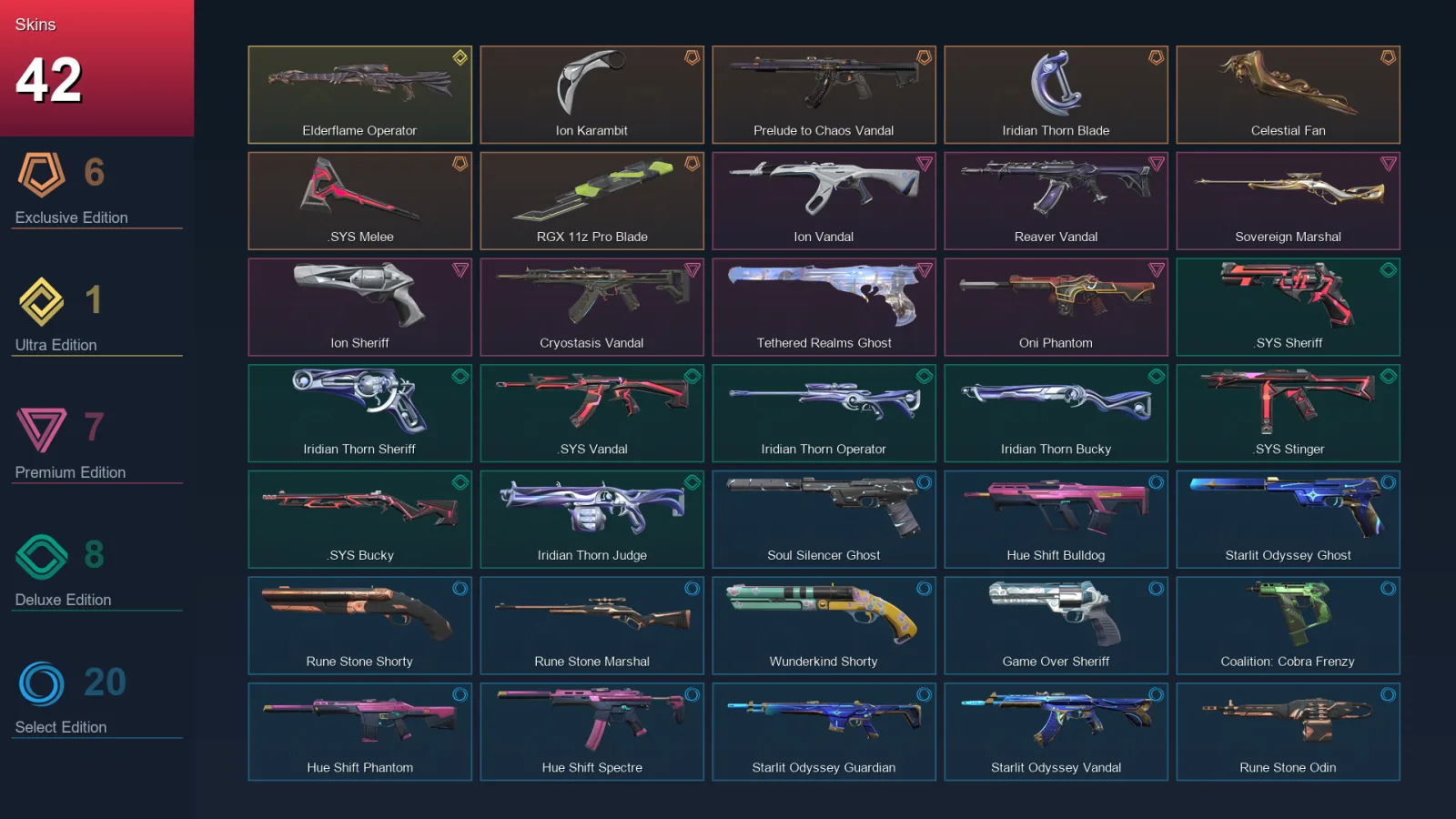 NA | Lv111 | Unranked | 42 Skin | 22 Agent | 58 Buddy