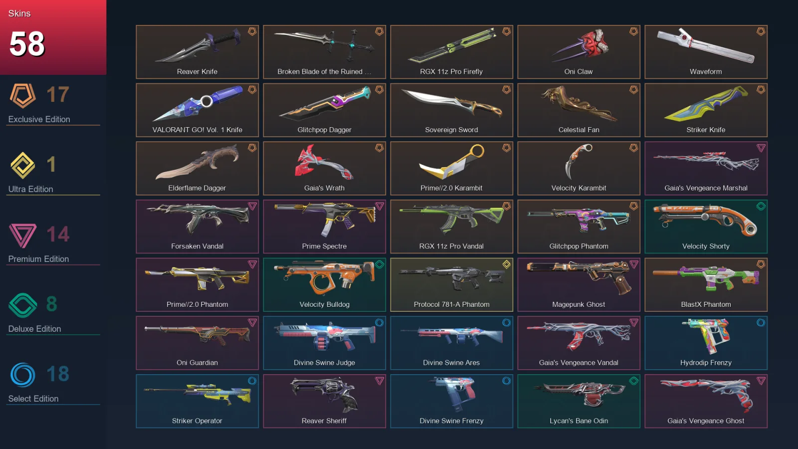 EU | Lv48 | Unranked | 58 Skin | 12 Agent | 32 Buddy &mdash; Valorant account with Brimstone