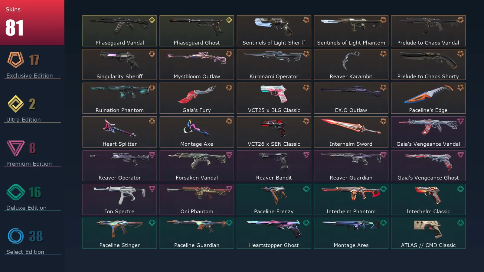 [Valorant] | EU | Level 137 | Ascendant 2 | 29 Agents | 81 Skins — Valorant account