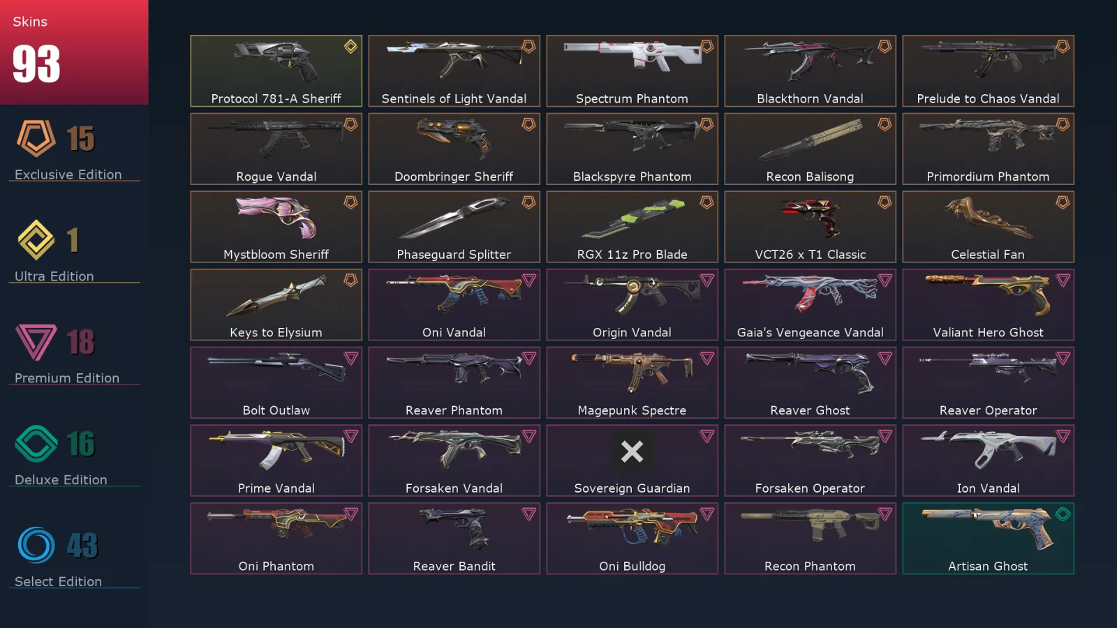 [Valorant] | EU | Level 421 | Ascendant 3 | 29 Agents | 93 Skins