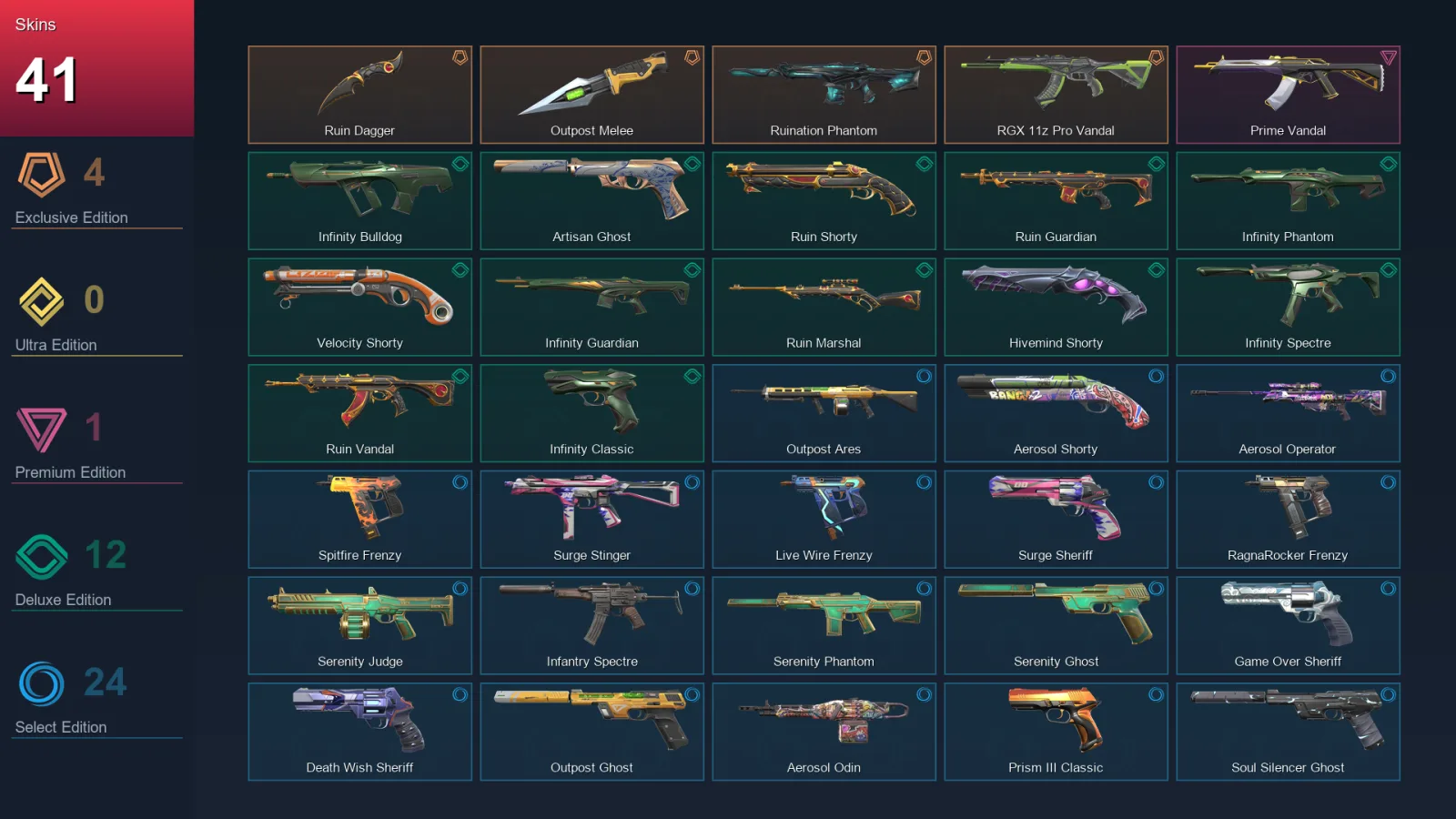 NA | Lv184 | Unranked | 41 Skin | 19 Agent | 79 Buddy