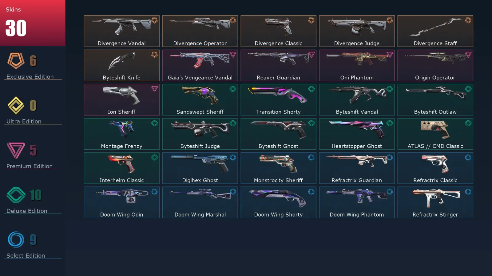 [Valorant] | EU | Level 240 | 29 Agents | 30 Skins — Valorant account