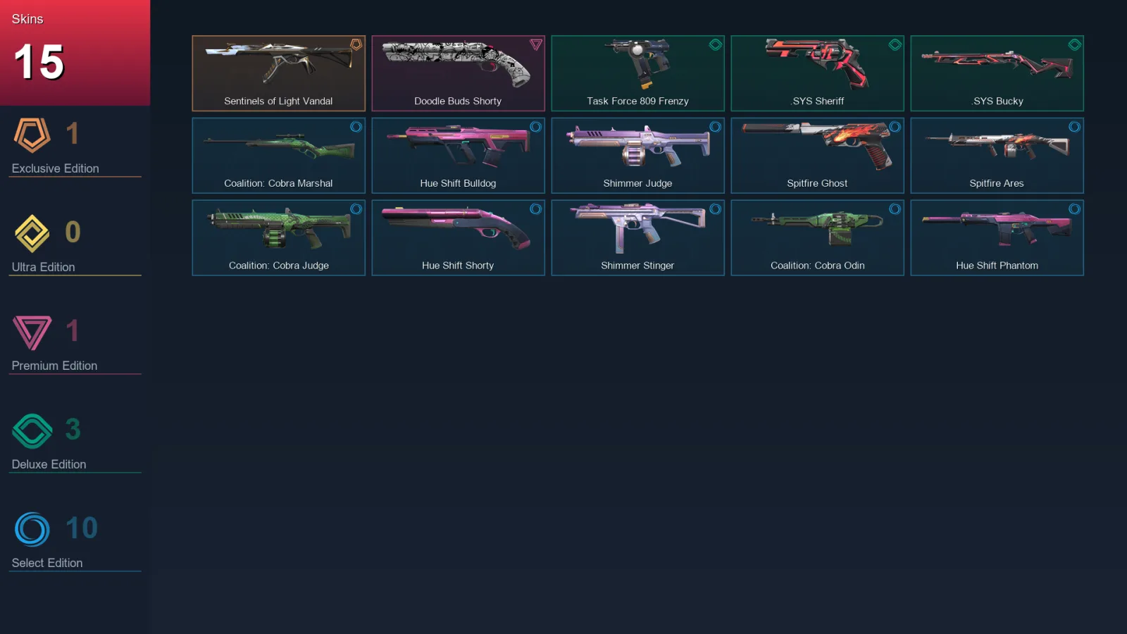AP | Lv34 | Unranked | 15 Skin | 13 Agent | 22 Buddy