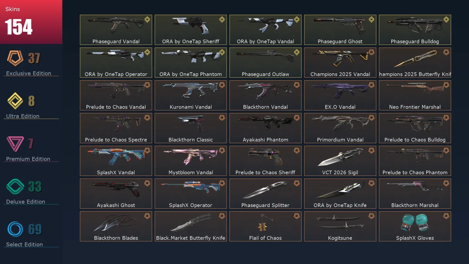 [Valorant] | EU | Level 209 | Ascendant 1 | 29 Agents | 154 Skins — Valorant account
