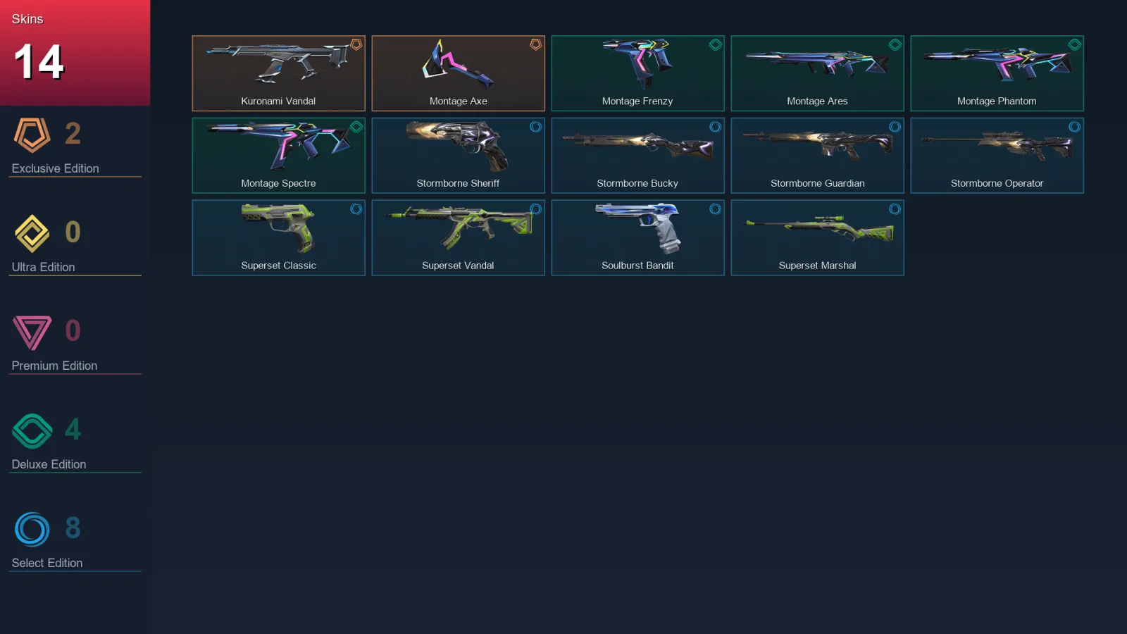LA | Lv45 | Unranked | 14 Skin | 16 Agent | 16 Buddy