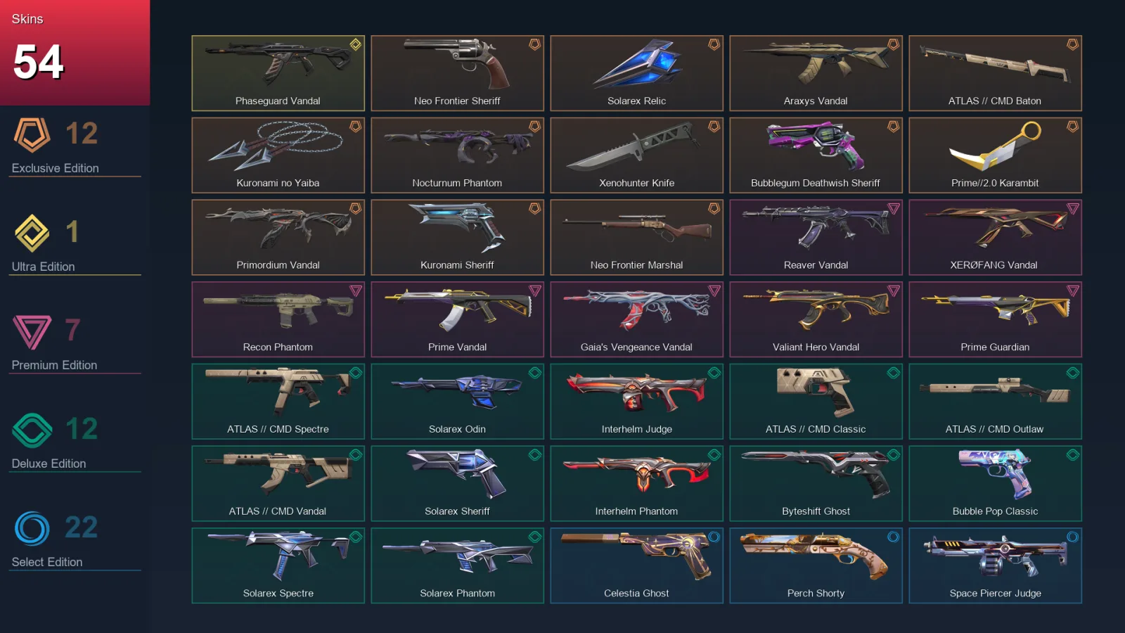 EU | Lv163 | Unranked | 54 Skin | 27 Agent | 61 Buddy