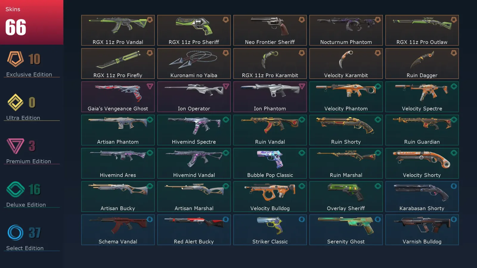 [Valorant] | EU | Level 197 | 28 Agents | 66 Skins