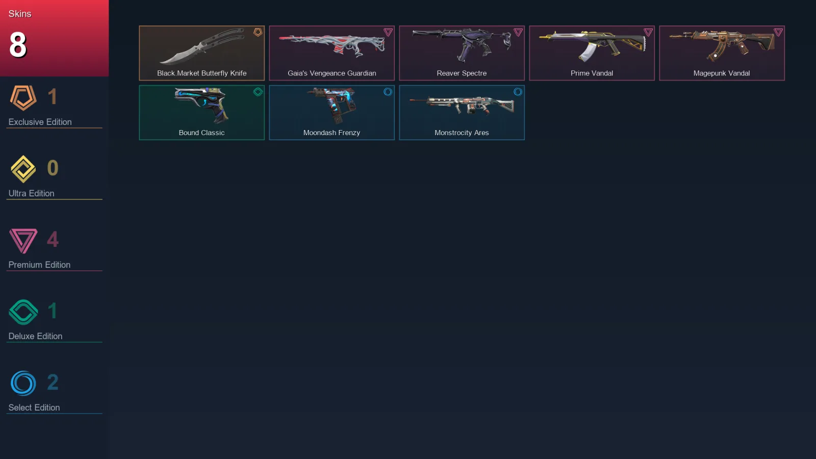 EU | Lv23 | Unranked | 8 Skin | 8 Agent | 10 Buddy