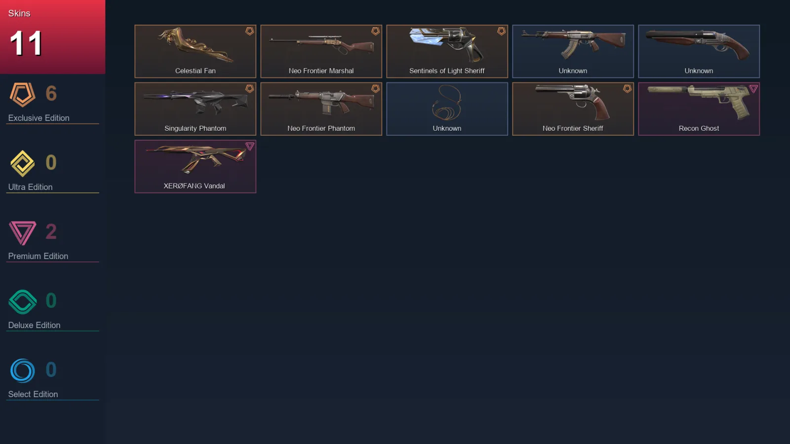 EU | Lv1 | Unranked | 11 Skin | 5 Agent | 1 Buddy