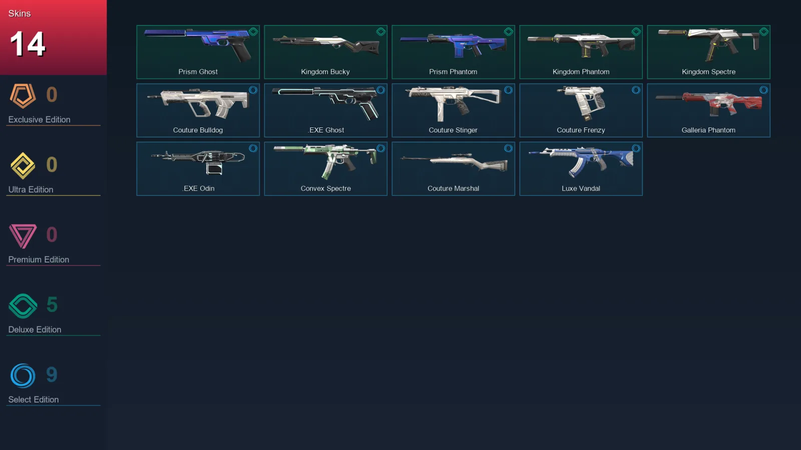 NA | Lv21 | Unranked | 14 Skin | 10 Agent | 20 Buddy