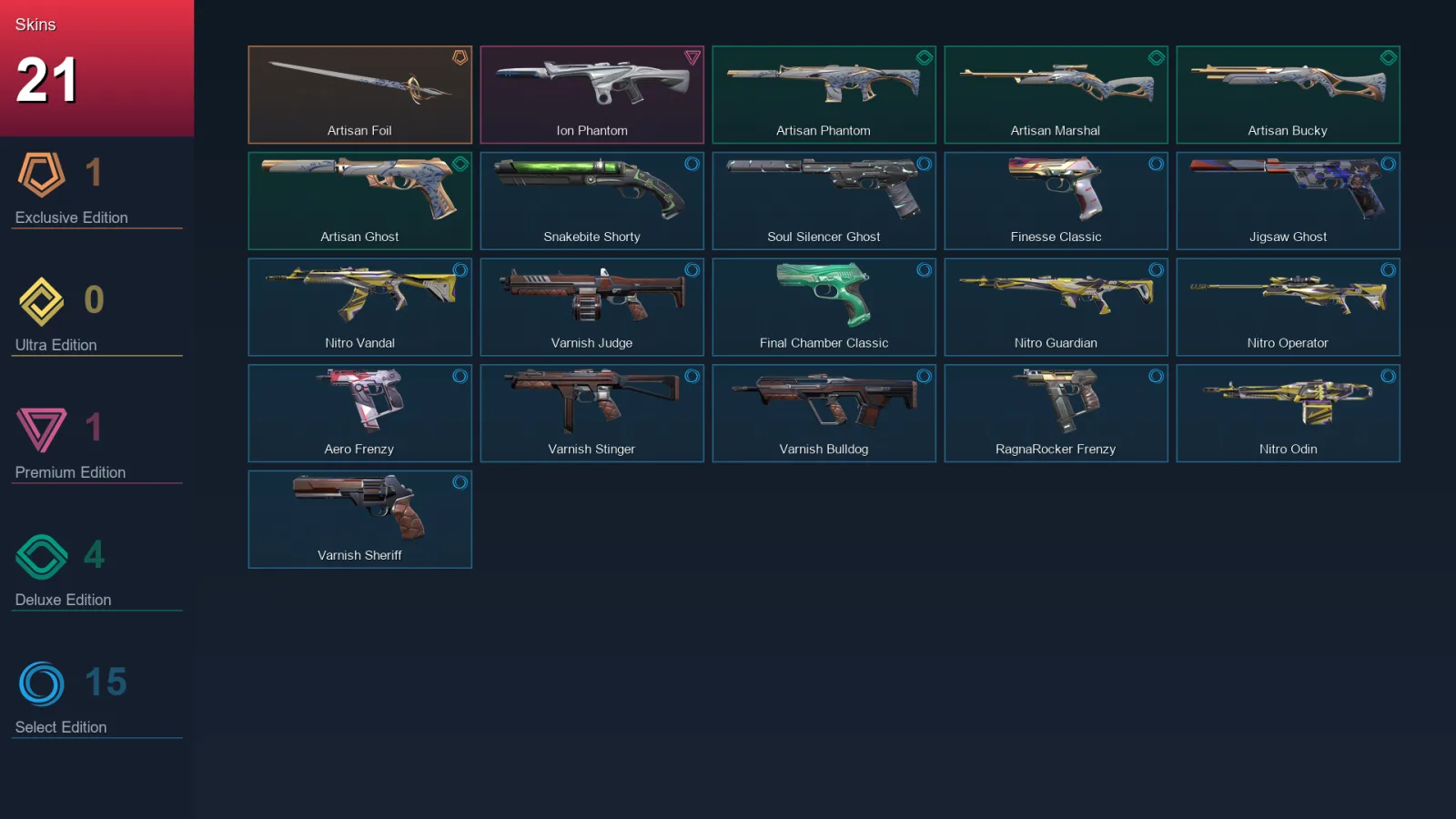 AP | Lv149 | Unranked | 21 Skin | 24 Agent | 57 Buddy