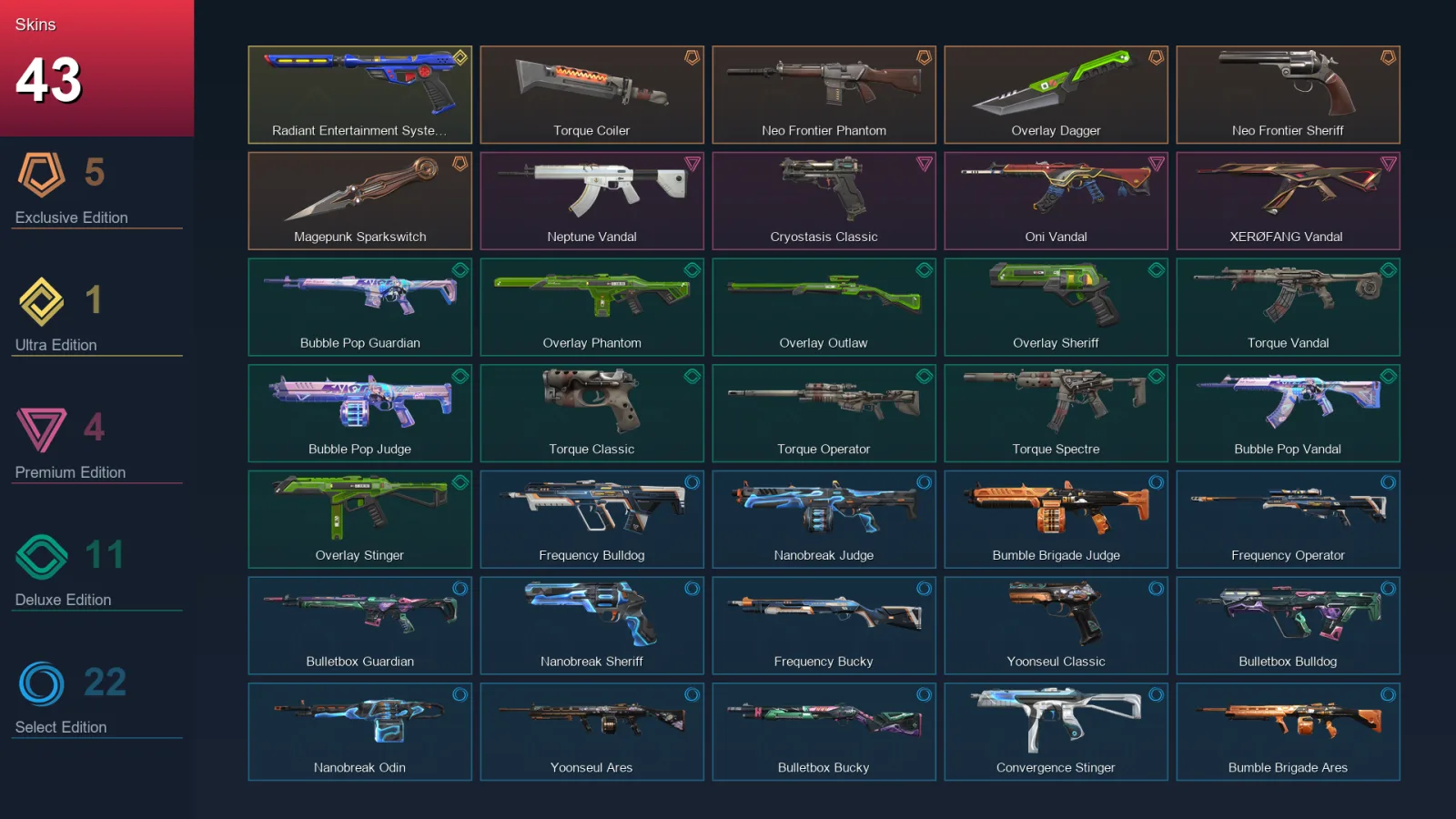 EU | Lv51 | Unranked | 43 Skin | 15 Agent | 33 Buddy — Valorant account